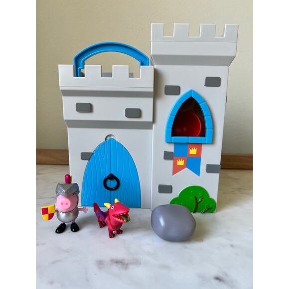 Peppa Pig Little Places Castle Fort George Set Knight Dragon Complete Set - Picture 1 of 12